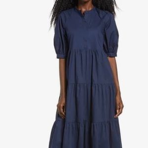 English Factory Short Puff Sleeve Midi Dress
